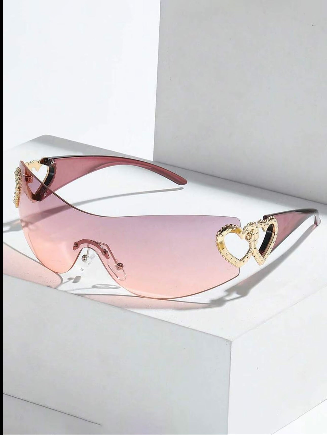 Glam Heart Accent Rimless Sunglasses