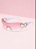 GLAM HEART ACCENT RIMLESS SUNGLASSES